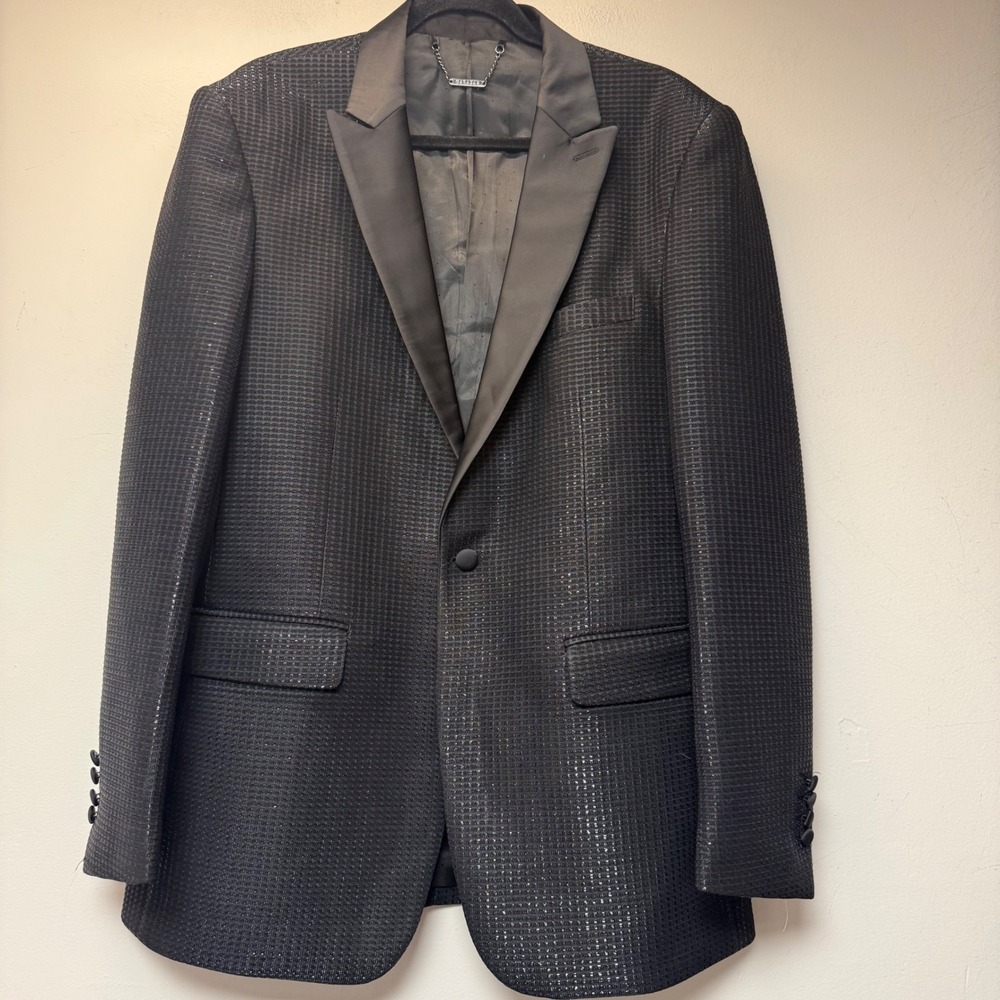 Barabas Tuxedo Blazer Mens‎ 42R Black Excellent Metallic Slim Fit BL010 Jacket